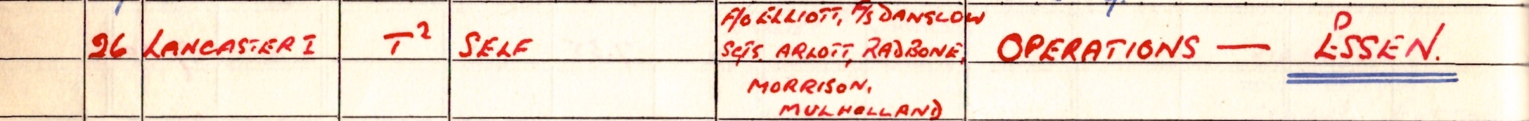 Hugh's Logbook entry 26th April 1944