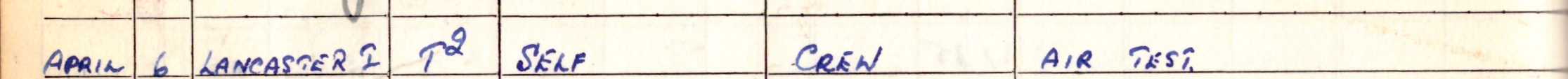 Hugh's Logbook entry 6th April 1944