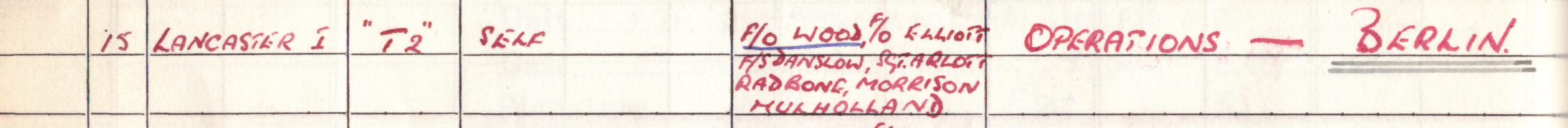 logbook entry 15th Feb 1944 - Operations - Berlin