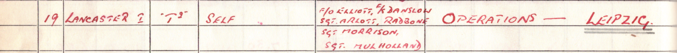 logbook entry 19th Feb 1944 - Two flights