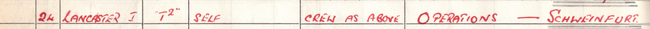 logbook entry 24th Feb 1944 - Operations Schweinfurt