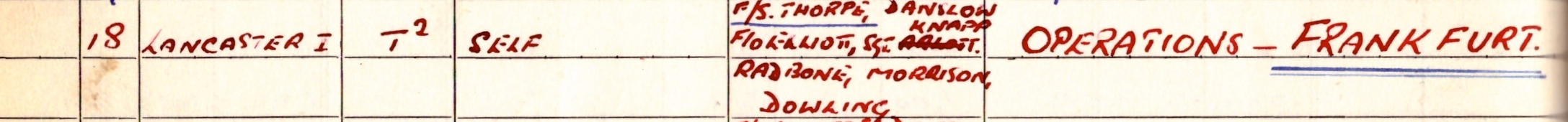 Hugh's Logbook entry 18th March 1944