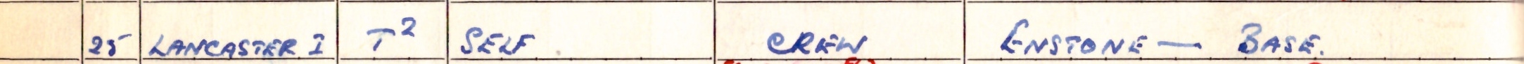 Hugh's Logbook entry 25th March 1944
