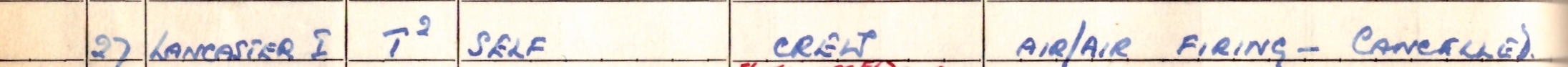 Hugh's Logbook entry 27th March 1944