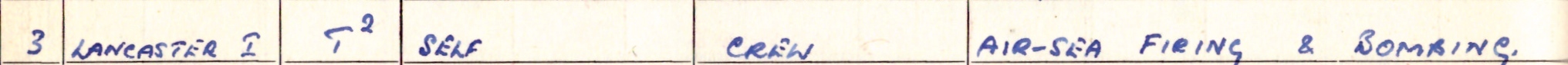 Hugh's Logbook entry 2nd March 1944